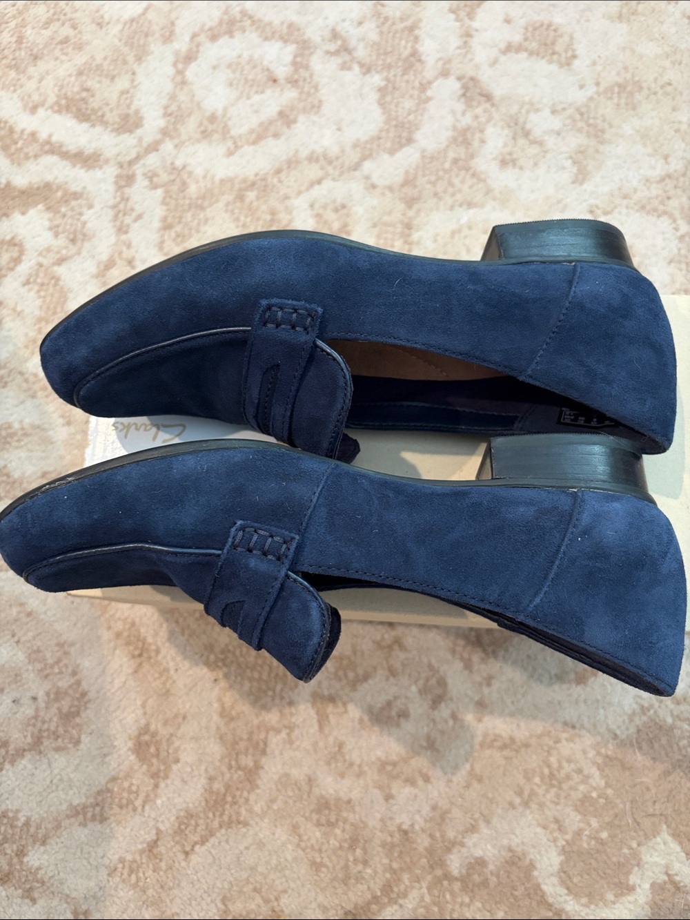 Clarks Women’s Navy Suede Slip-On Keesha Cora Loafers - Picture 4 of 6